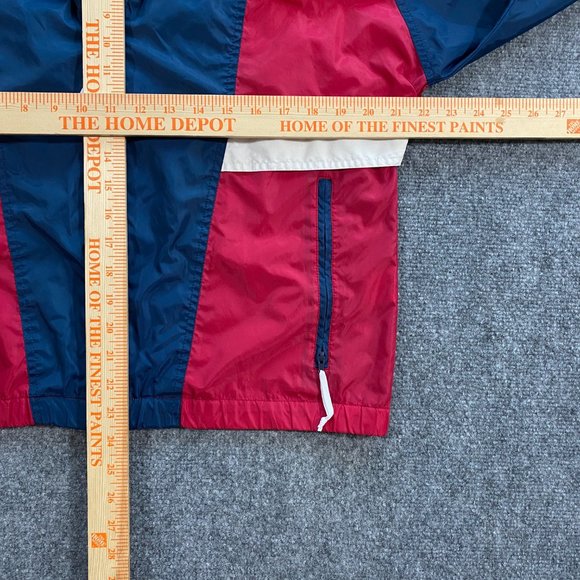 VINTAGE Woolrich Windbreaker Jacket Adult Small Red White Blue Hooded 90s VTG - Picture 8 of 16